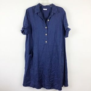 J.Jill- Women’s Large Blue 100% Linen Dress